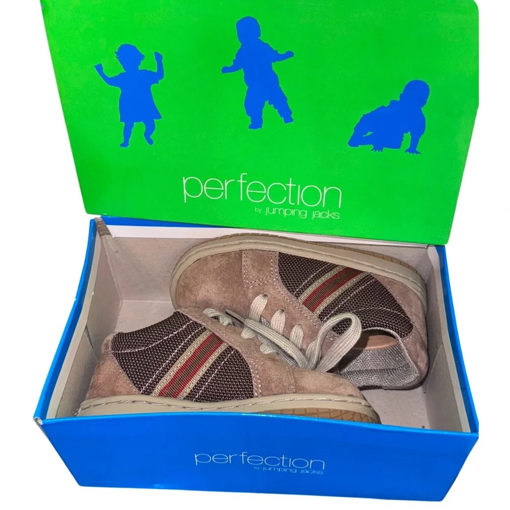 Perfection by Jumping Jacks suede dress shoes baby boys size 6.5 WW EXTRA WIDE